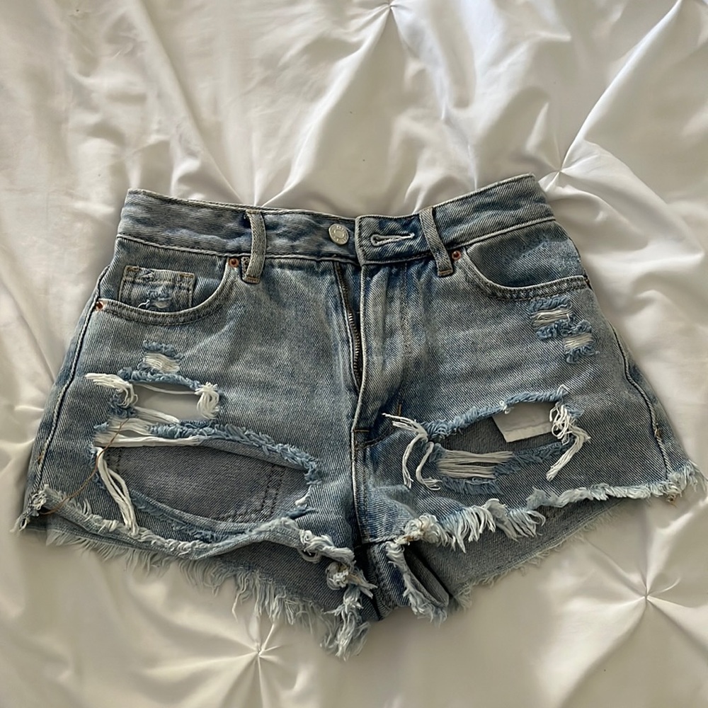 Ripped jean shorts
